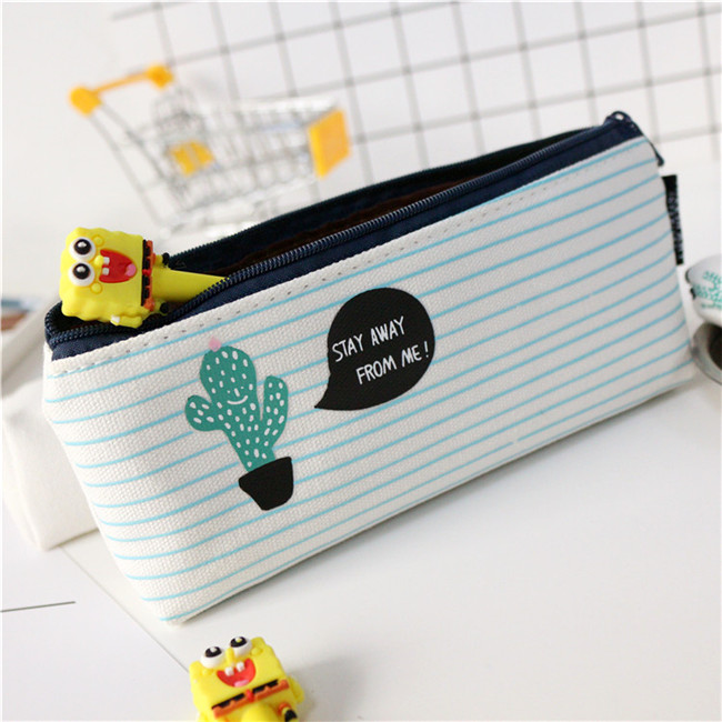 Kotak Pensil Cute Kawaii Cactus White Green 